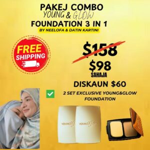 Pakej Combo Premium Young & Glow + FREE 2 Compact Mirror + FREE 2 Makeup Sponge