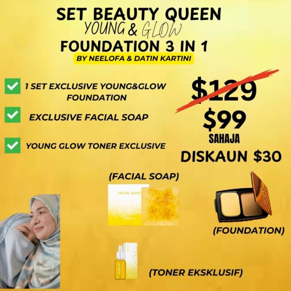 Pakej Beauty Queen 1 Foundation + 1 Toner + 1 Facesoap